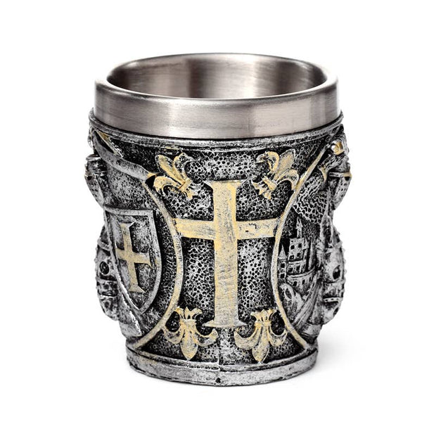 Keskiaikainen Ritari ja Kilpi -koristeellinen shottilasi