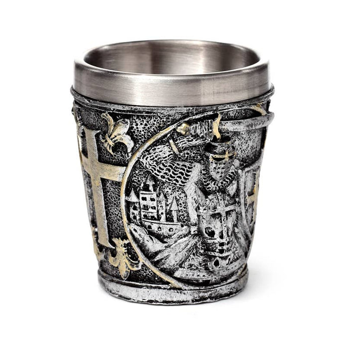 Keskiaikainen Ritari ja Kilpi -koristeellinen shottilasi