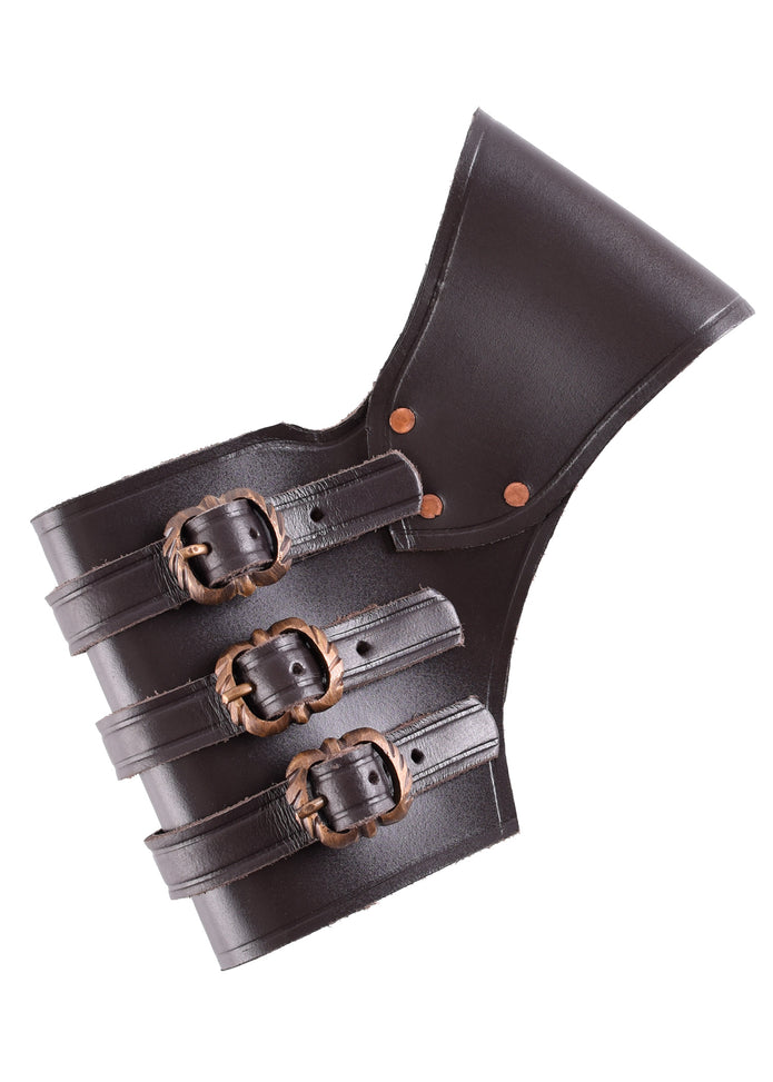 Säädettävä miekanpidike kolmella soljella, ruskeaa pehmeää nahkaa